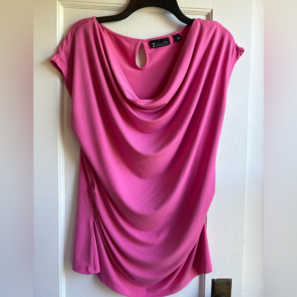 Vibrant Pink Cowl Neck Blouse